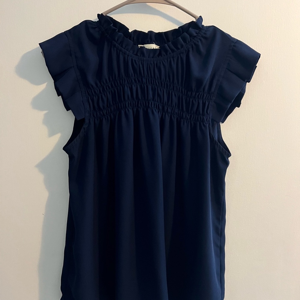 Monteau Midnight Blue Smocked Blouse